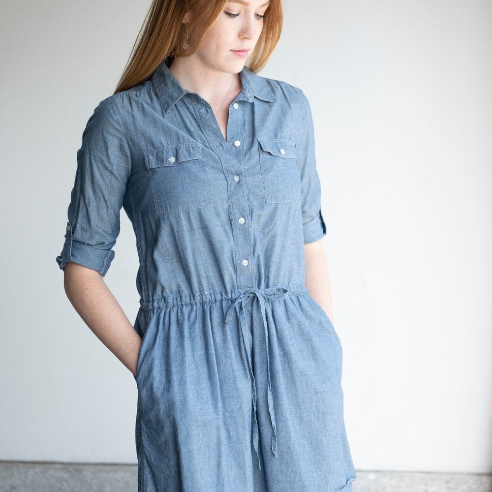 Gap Chambray long sleeve button down dress